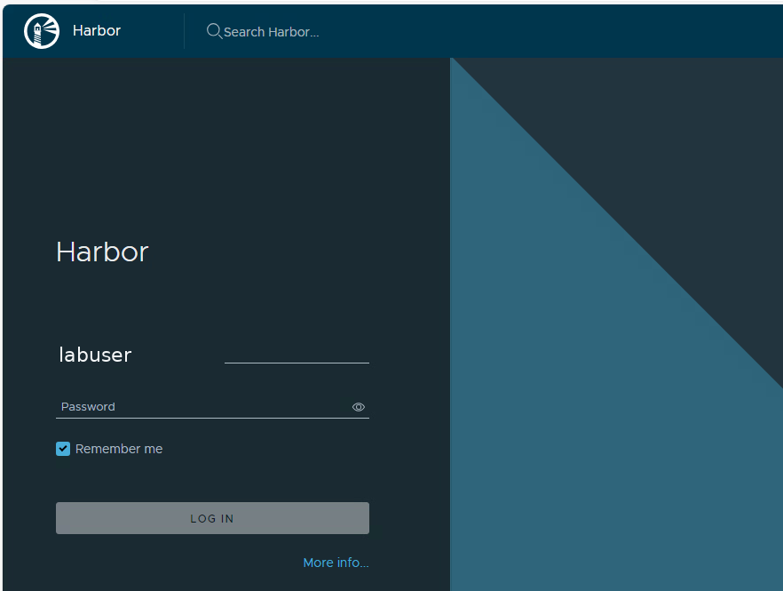 Harbor sign-in screen