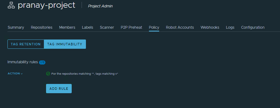 The immutability rule added, matching tags v star