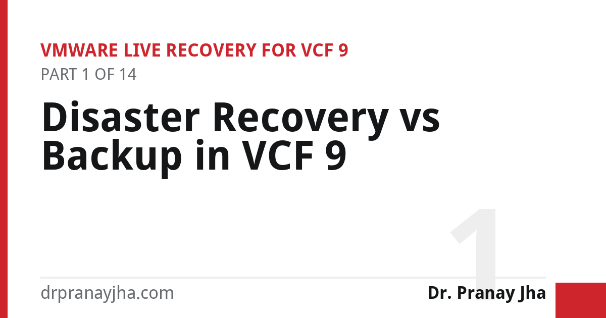 Disaster Recovery vs Backup in VCF 9