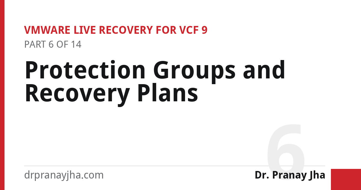 Protection Groups and Recovery Plans